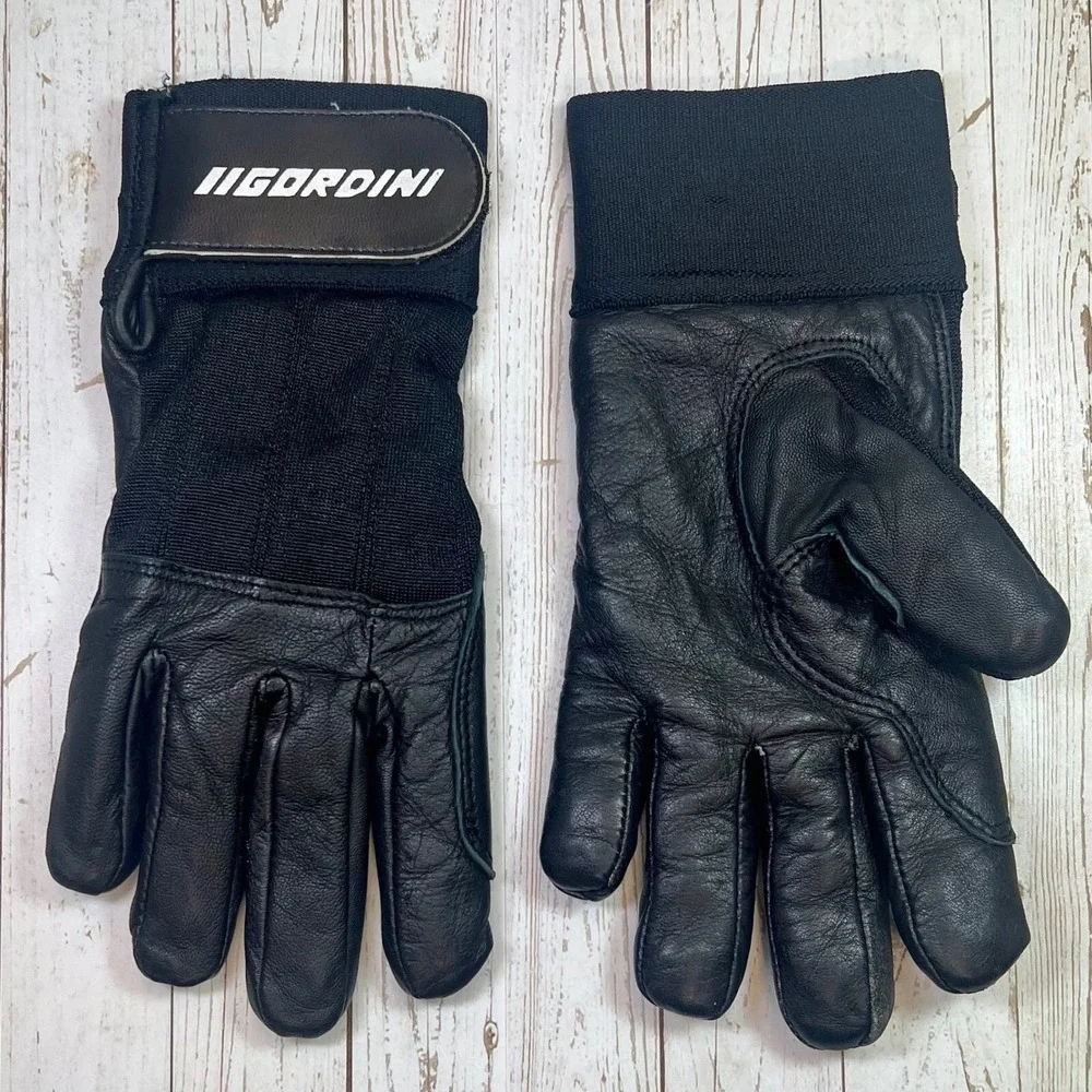 Gordini Leather Driving Gloves Ladies SMALL Black Work Moto Wrist Strap